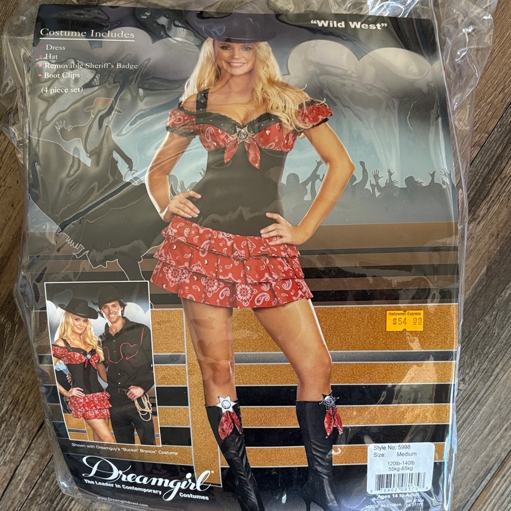 Brand new Wild West Dreamgirl Western Charm Costume - Red and Black Medium